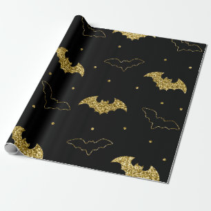 Scary Gold Black Bats Celestial Halloween Gift Cadeaupapier