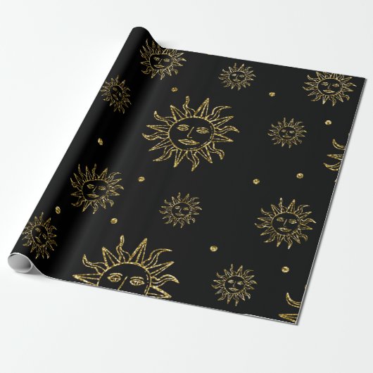 Scary Gold Black Goddess Celestial Halloween Gift Cadeaupapier (Uitgerold)