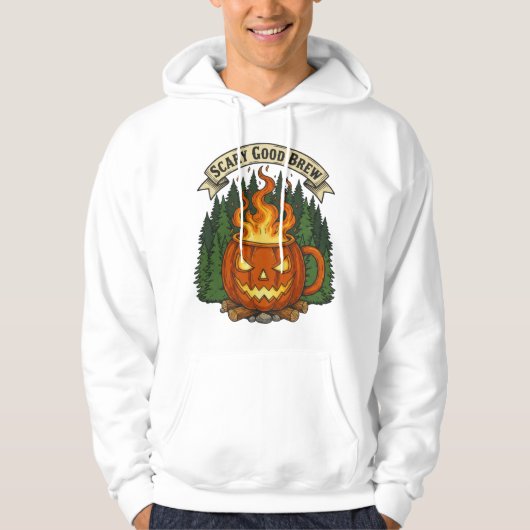 Scary Good Brew Pumpkin Mok Halloween Ontwerp Hoodie (Voorkant)