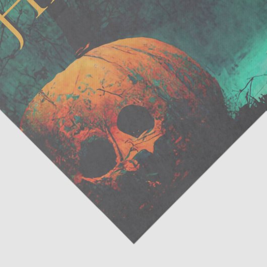 Scary Graveyard and Carved Pumpkins Halloween Tissuepapier (Detail)