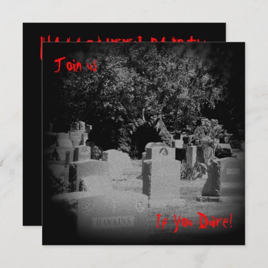 Scary Graveyard Halloween Invitation Kaart (Voorkant / Achterkant)