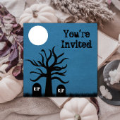 Scary Graveyard Halloween Invite, Donkerblauw Kaart