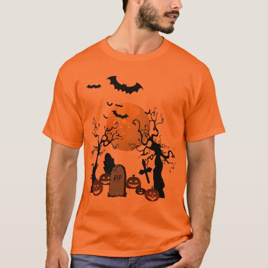 Scary Graveyard Halloween T-shirt (Voorkant)