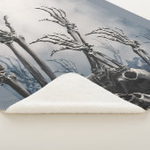 Scary Graveyard Hands Reaching Moon Halloween Sher Sherpa Deken (3/4)