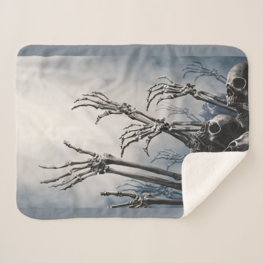 Scary Graveyard Hands Reaching Moon Halloween Sher Sherpa Deken (Voorkant (horizontaal))