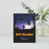 Scary Graveyard - Pumpkin Witch Happy Halloween Briefkaart (Staand voorkant)