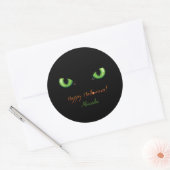 Scary Green Eyes Happy Halloween Ronde Sticker (Envelop)