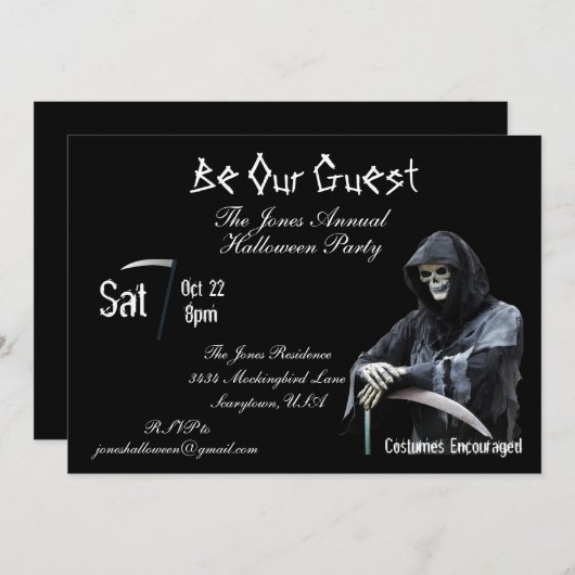 Scary Grim Reaper Death Halloween Party Kaart (Voorkant / Achterkant)