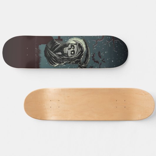 Scary Grim Reaper Full Moon Graveyard Persoonlijk Skateboard (Horizontaal)