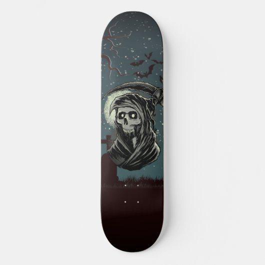Scary Grim Reaper Full Moon Graveyard Persoonlijk Skateboard (Voorkant)