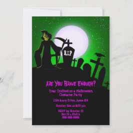 Scary Grim Reaper Halloween Party Invitation Kaart