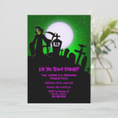 Scary Grim Reaper Halloween Party Invitation Kaart (Staand voorkant)