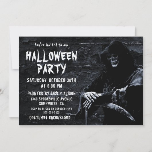 Scary Grim Reaper Halloween Party Kaart (Voorkant)