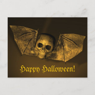 Scary Halloween Bat Skull Briefkaart
