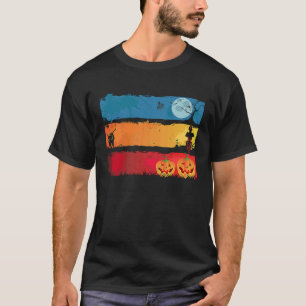 Scary Halloween Black Cat Costume Pumpkin T-shirt