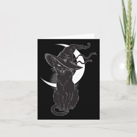 Scary Halloween Black Cat Costume Witch Ha Kaart (Voorkant)