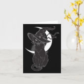 Scary Halloween Black Cat Costume Witch Ha Kaart (Gele Bloem)