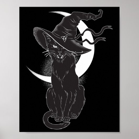 Scary Halloween Black Cat Costume Witch Ha Poster (Voorkant)