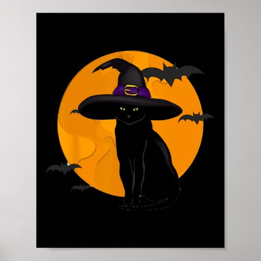Scary Halloween Black Cat Costume Witch Ha Poster (Voorkant)