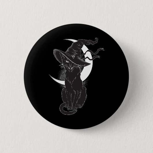 Scary Halloween Black Cat Costume Witch Ha Ronde Button 5,7 Cm (Voorkant)