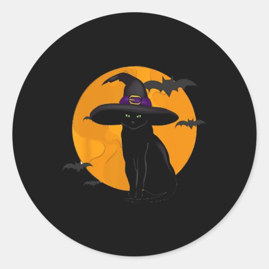  Scary Halloween Black Cat Costume Witch Ha Ronde Sticker (Voorkant)