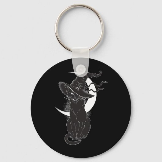 Scary Halloween Black Cat Costume Witch Ha Sleutelhanger (Voorkant)