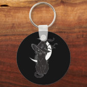 Scary Halloween Black Cat Costume Witch Ha Sleutelhanger (Voorkant)