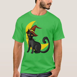  Scary Halloween Black Cat Costume Witch Ha T-shirt