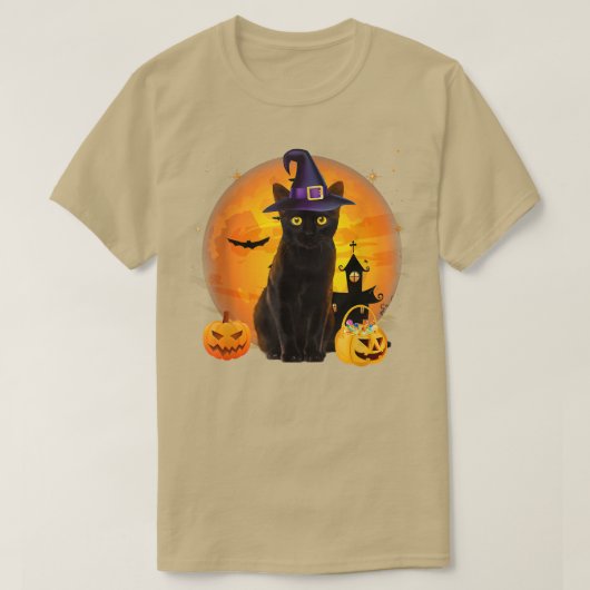  Scary Halloween Black Cat Costume Witch Ha T-shirt (Design voorkant)