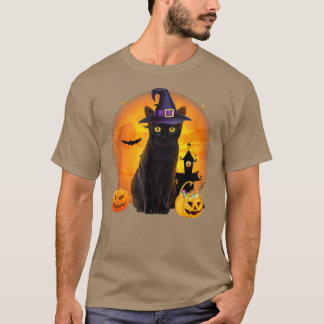  Scary Halloween Black Cat Costume Witch Ha T-shirt