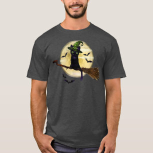 Scary Halloween Black Cat Costume Witch Ha T-shirt