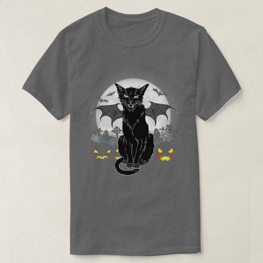  Scary Halloween Black Cat Costume Witch Ha T-shirt (Design voorkant)
