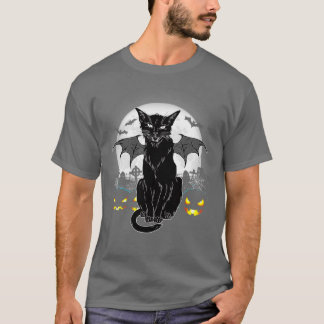 Scary Halloween Black Cat Costume Witch Ha T-shirt