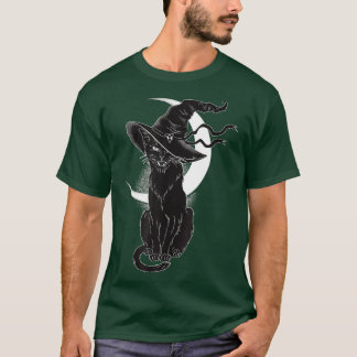 Scary Halloween Black Cat Costume Witch Ha T-shirt