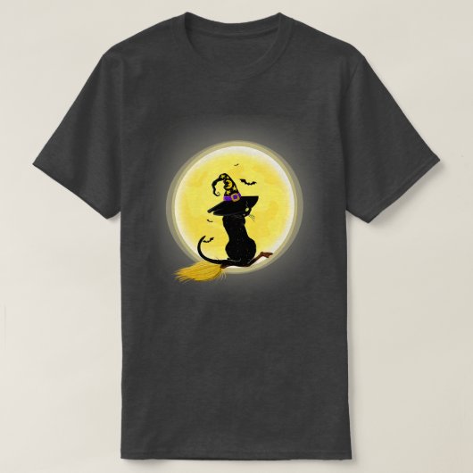 Scary Halloween Black Cat Costume Witch Ha T-shirt (Design voorkant)