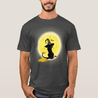  Scary Halloween Black Cat Costume Witch Ha T-shirt