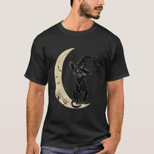 Scary Halloween Black Cat Costume Witch Ha T-shirt