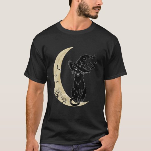  Scary Halloween Black Cat Costume Witch Ha T-shirt (Voorkant)