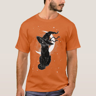  Scary Halloween Black Cat Costume Witch Ha T-shirt