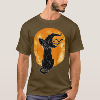  Scary Halloween Black Cat Costume Witch Ha T-shirt