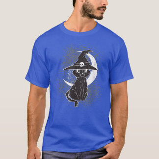  Scary Halloween Black Cat Costume Witch Ha T-shirt