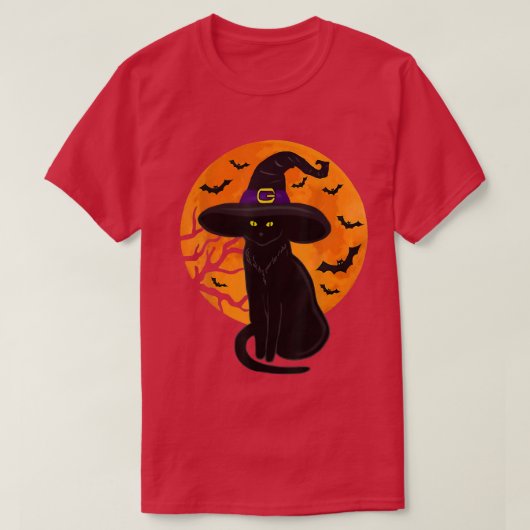  Scary Halloween Black Cat Costume Witch Ha T-shirt (Design voorkant)