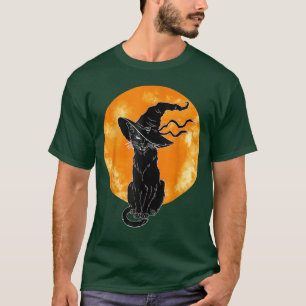 Scary Halloween Black Cat Costume Witch Ha T-shirt