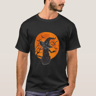 Scary Halloween Black Cat Costume Witch Ha T-shirt