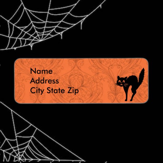 Scary Halloween Black Cat Etiket