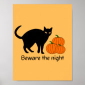 Scary Halloween Black Cat Pumpkin Poster (Voorkant)