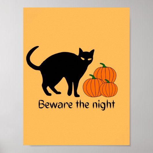 Scary Halloween Black Cat Pumpkin Poster (Voorkant)