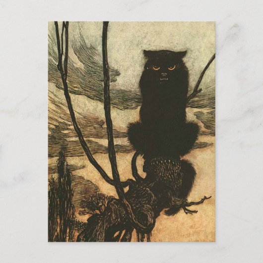 Scary Halloween Black Cat  Rackham Briefkaart (Voorkant)