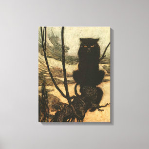 Scary Halloween Black Cat  Rackham Canvas Afdruk
