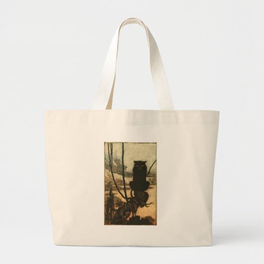 Scary Halloween Black Cat  Rackham Grote Tote Bag (Voorkant)